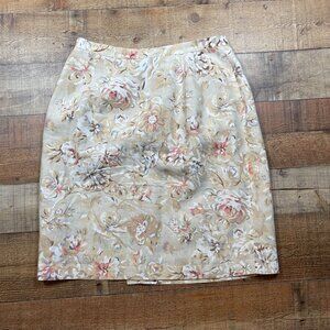 Talbots Linen Floral Wrap Skirt size 12